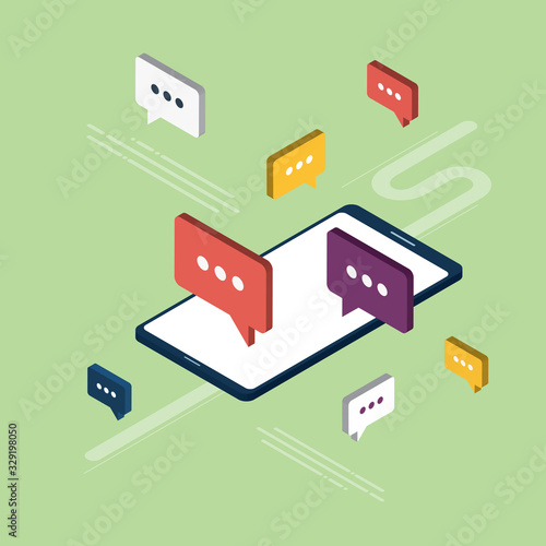 Chat in mobile phone or smart phone on message app.