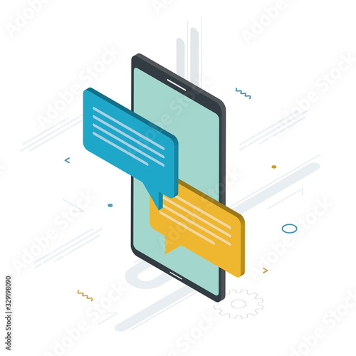 Chat in mobile phone or smartphone on message app.
