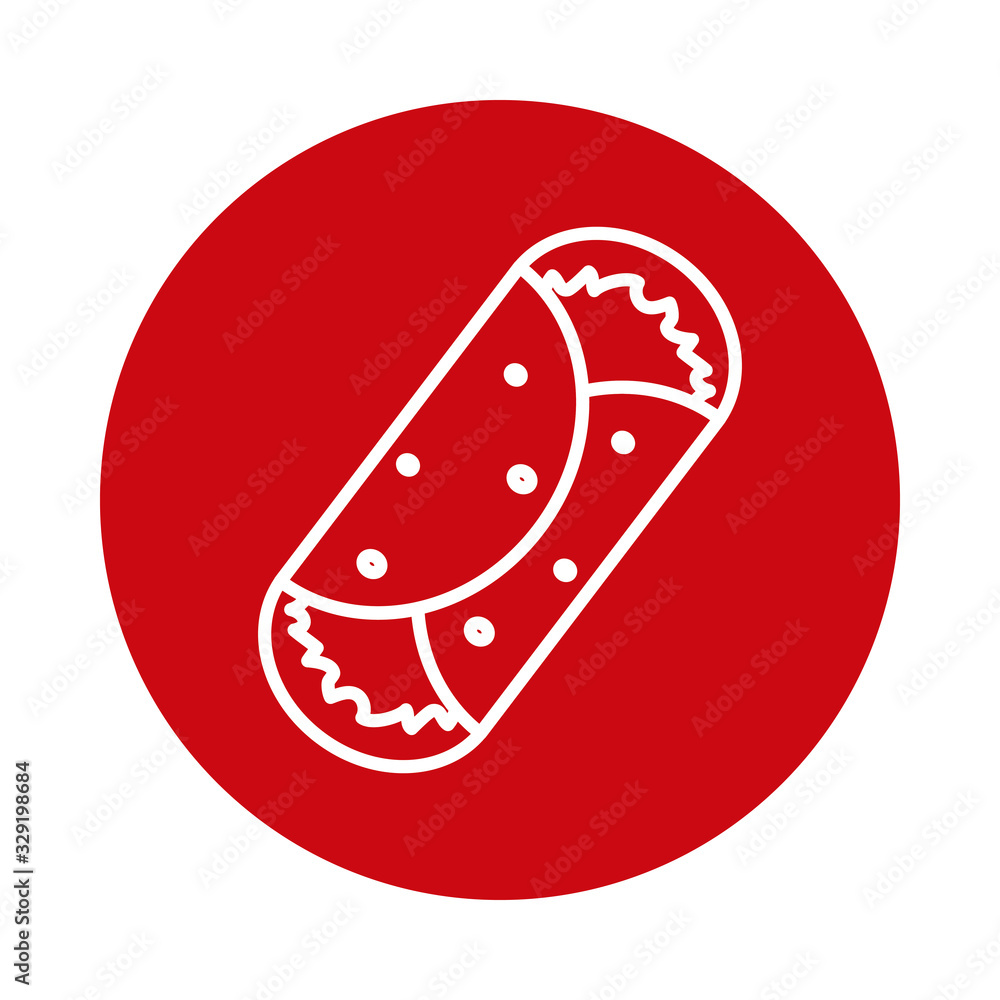 Mexican burrito block style icon vector design Mexican burrito block style icon vector design