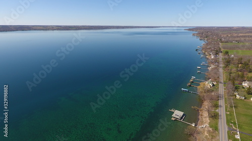 Aerial view of Cayuga Lake shoreline