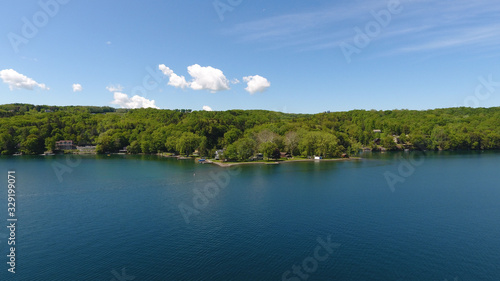 Aerial view of Skaneateles Lake shoreline