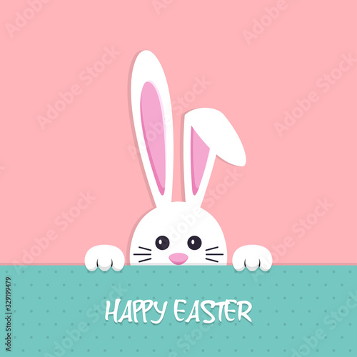 Plakat Happy Easter background with bunny in a flat design
