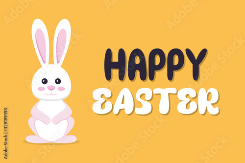 Happy Easter background with bunny in a flat design