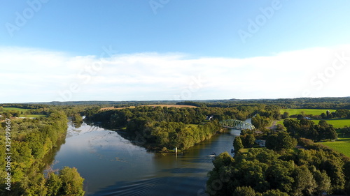 Aerial view of river fork