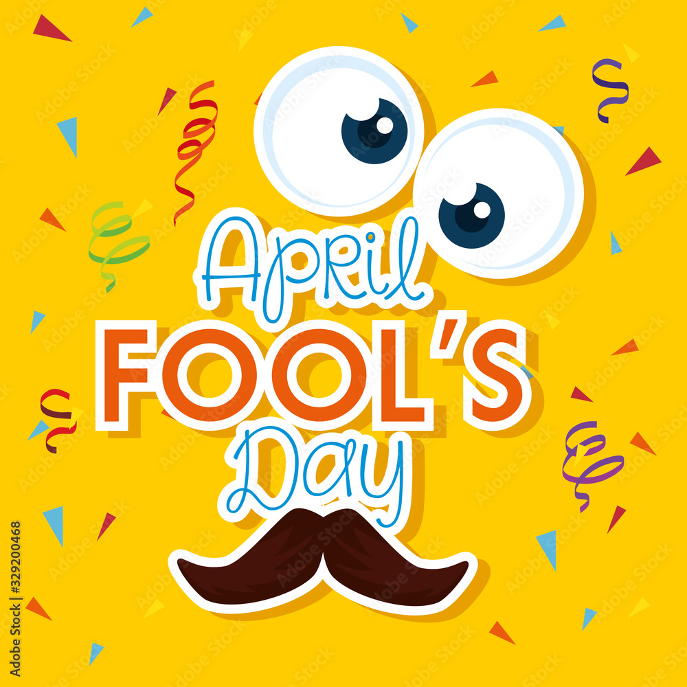 april fools day with crazy eyes vector illustration design