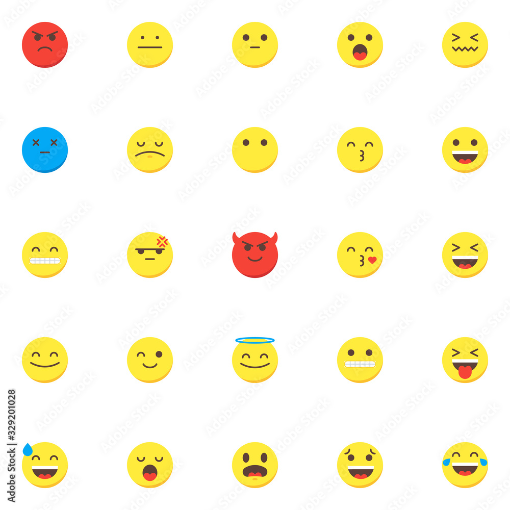 50 Emoji face Icons Flat 50 Emoji face Icons Flat