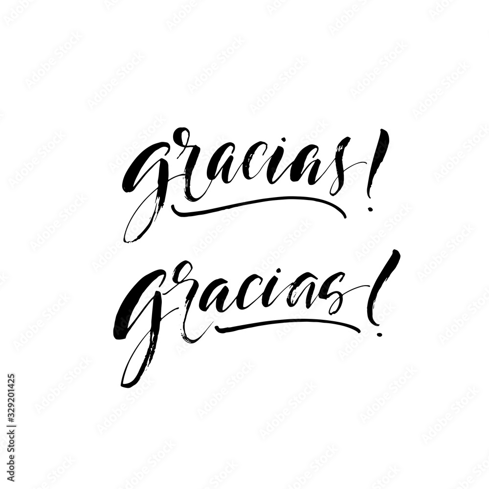 Collection of hand drawn gracias. Modern vector brush calligraphy. Ink ...