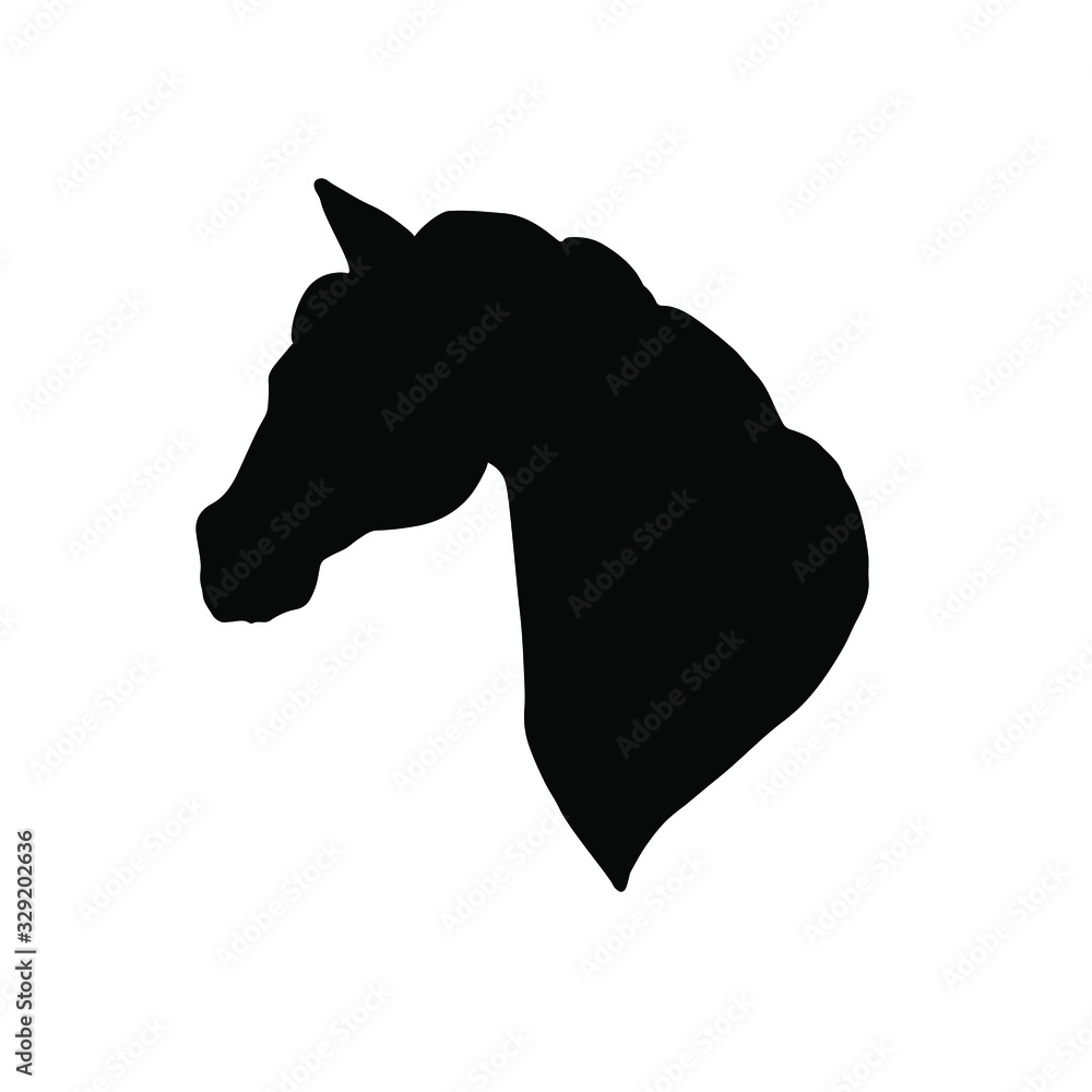 Vector flat black horse head silhouette isolated on white background Vector flat black horse head silhouette isolated on white background