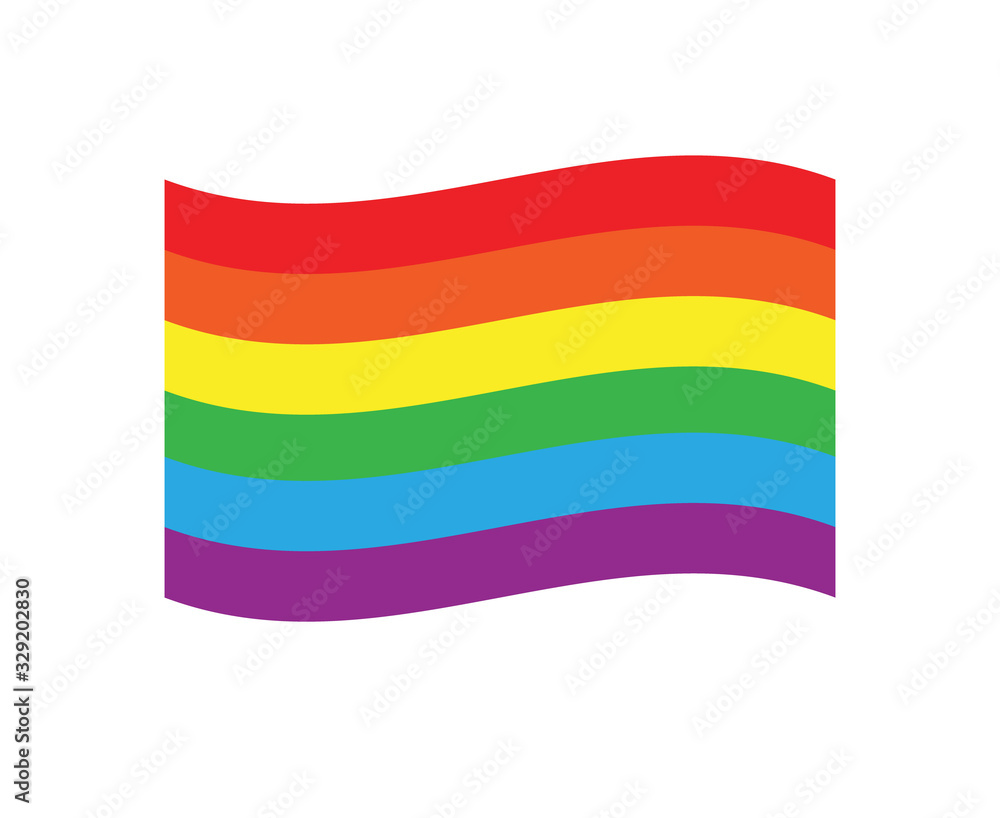 Vector flat cartoon lgbt rainbow flag isolated on white background ...