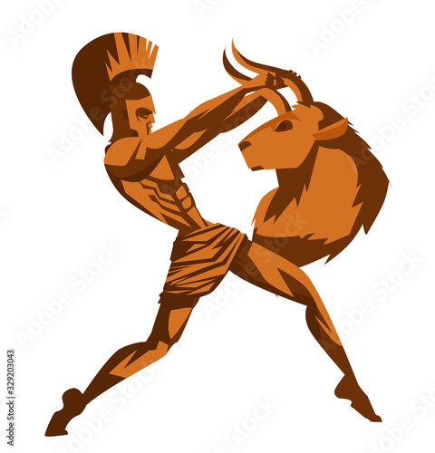 theseus with minotaur head greel mythology tale