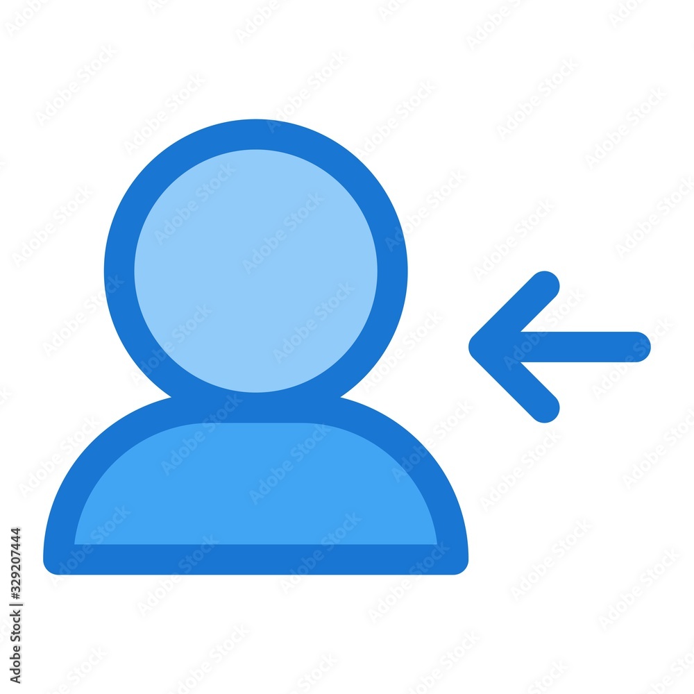 User with left arrow icon in flat style. Social media account, profile sign illustration for perfect web and mobile app designs. User with left arrow icon in flat style. Social media account, profile sign illustration for perfect web and mobile app designs.