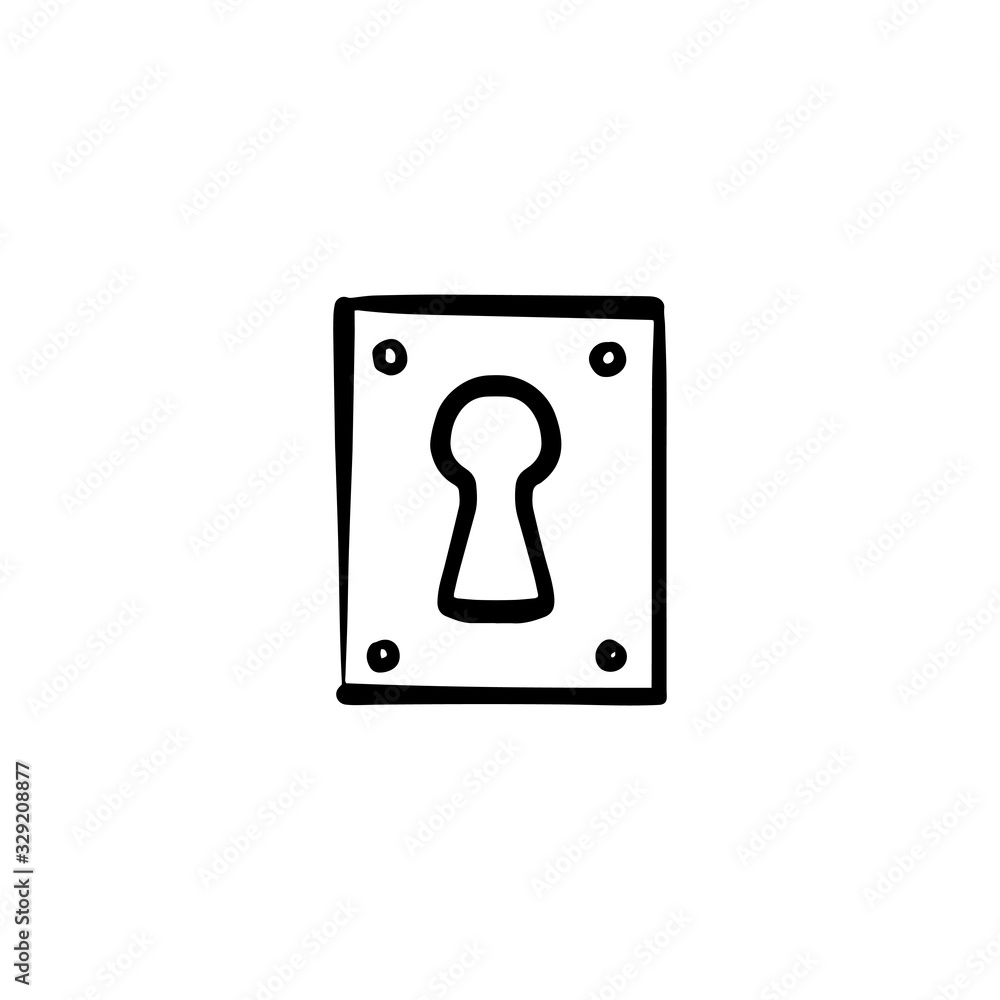 Hand drawn keyhole icon illustration doodle style isolated on white background. Hand drawn keyhole icon illustration doodle style isolated on white background.