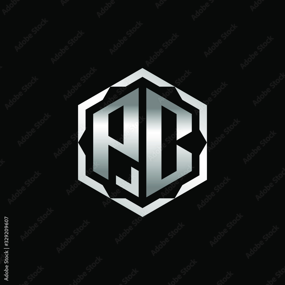 Initial Letters PC Hexagon Logo Design Initial Letters PC Hexagon Logo Design