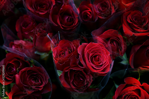 Beautiful bouquet of red roses as a gift