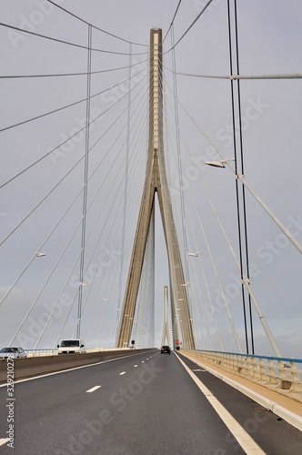 the famous Normandy suspension bridge in Honfleur in France