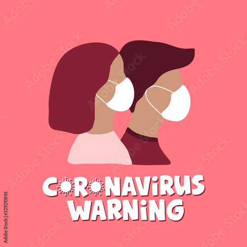 Coronavirus hand drawn flat vector illustration. Epidemic disease banner.