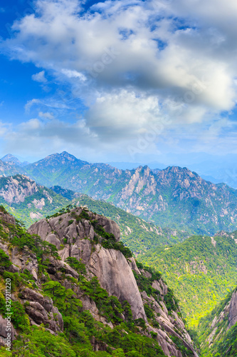 Beautiful Huangshan mountains natural landscape on a sunny day in China. © ABCDstock