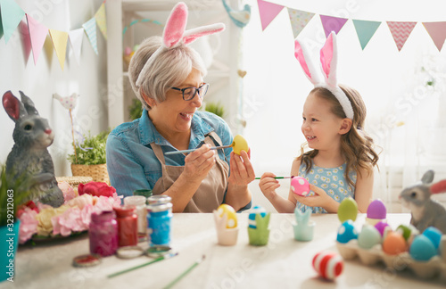 Sticker family preparing for Easter