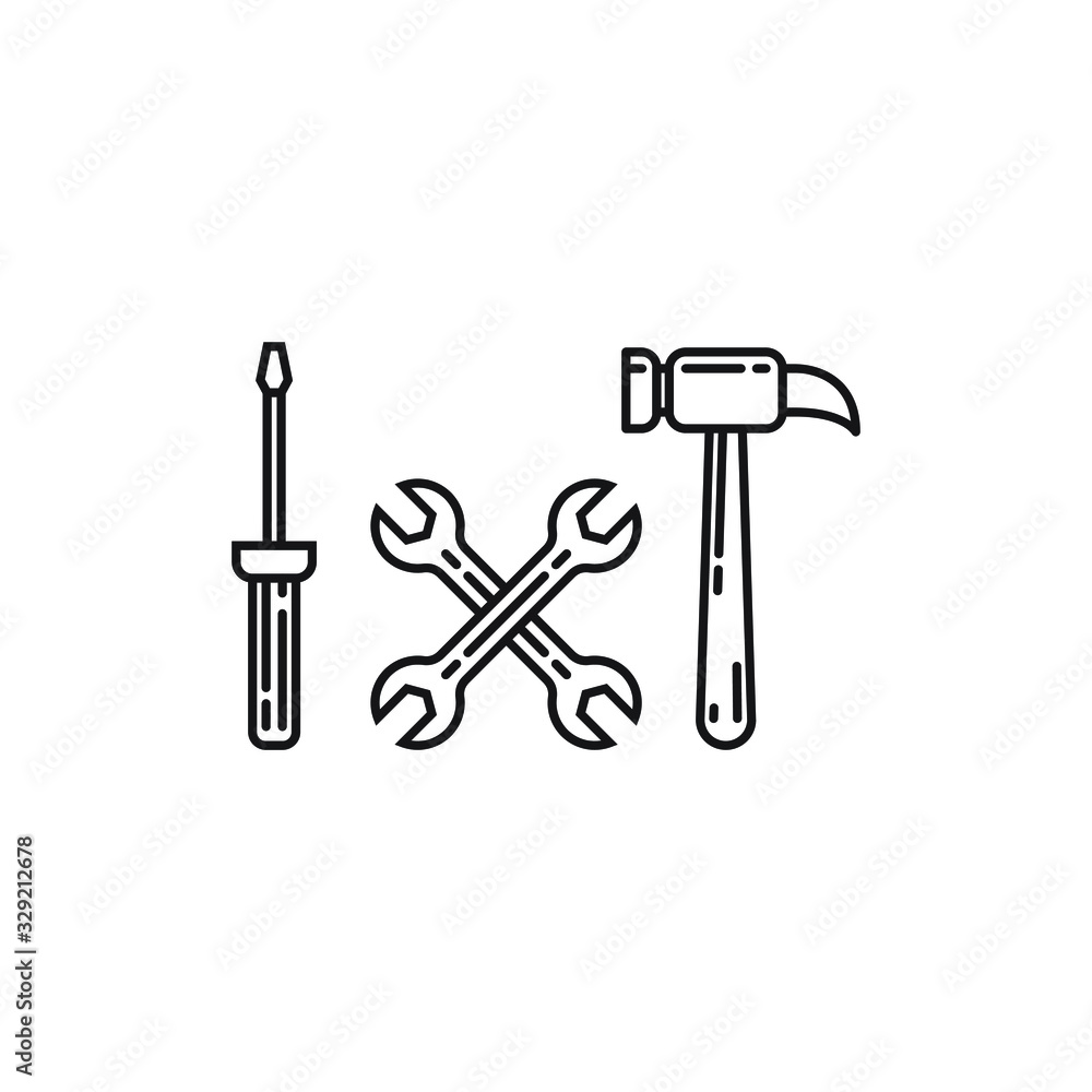 Tool collection icon line art flat design vector Tool collection icon line art flat design vector