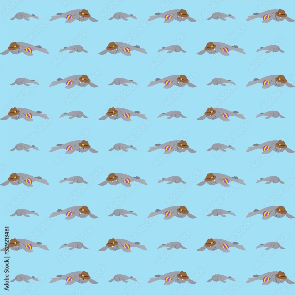 Seal is Lazy and There is a Ball Beside Him Cute Illustration, Cartoon Funny Character, Pattern Wallpaper Seal is Lazy and There is a Ball Beside Him Cute Illustration, Cartoon Funny Character, Pattern Wallpaper