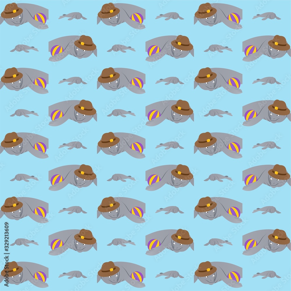 Seal is Lazy and There is a Ball Beside Him Cute Illustration, Cartoon Funny Character, Pattern Wallpaper Seal is Lazy and There is a Ball Beside Him Cute Illustration, Cartoon Funny Character, Pattern Wallpaper