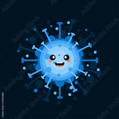 Corona Virus character with face expression. virion of Coronavirus on color  background. 2019-nCoV. the virus that caused epidemic of pneumonia in China. Vector illustration for science and medical us