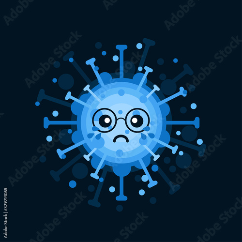 Corona Virus character with face expression. virion of Coronavirus on color  background. 2019-nCoV. the virus that caused epidemic of pneumonia in China. Vector illustration for science and medical us