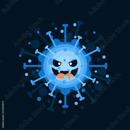 Corona Virus character with face expression. virion of Coronavirus on color  background. 2019-nCoV. the virus that caused epidemic of pneumonia in China. Vector illustration for science and medical us