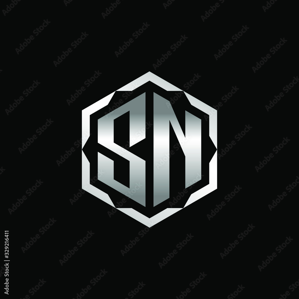 Initial Letters SN Hexagon Logo Design Initial Letters SN Hexagon Logo Design