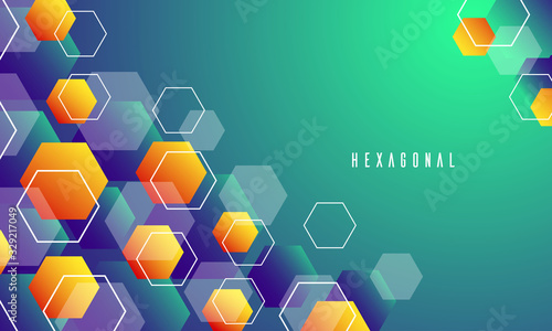 Abstract hexagon background with green and yellow