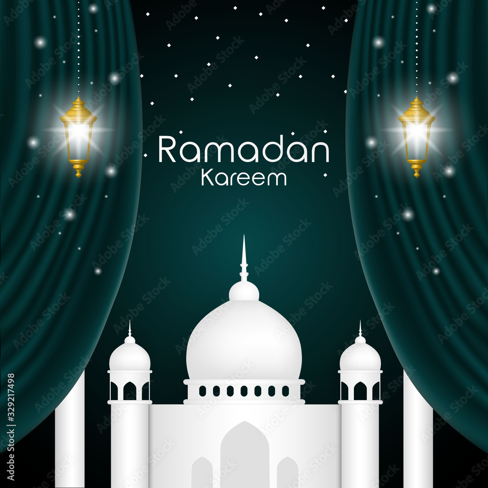 Ramadan Kareem greeting card with 3d cut mosque design background. Vector illustration. Ramadan Kareem greeting card with 3d cut mosque design background. Vector illustration.