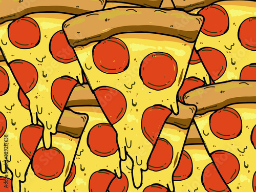 a lot of pizza slice with cheese melted