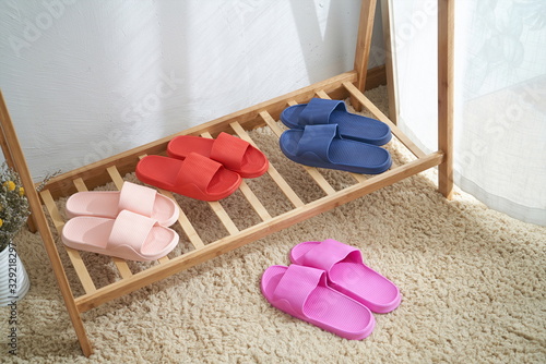 Rubber slippers in white background