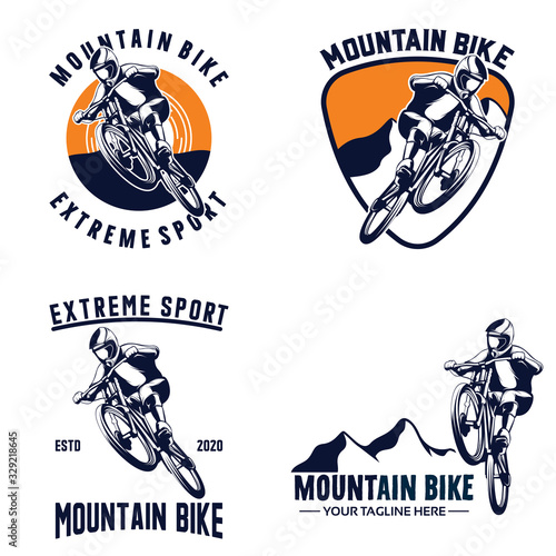 Set of mountain bike logo design template illustration