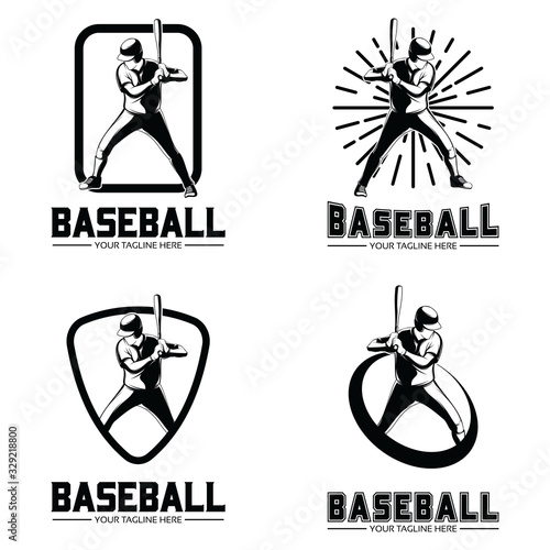 Baseball player logo vector design illustration