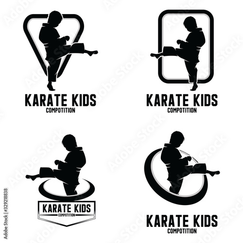 Collection of karate kids logo design template