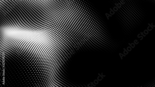 Dot white black wave technology texture background. Abstract big data digital concept. 3d rendering.