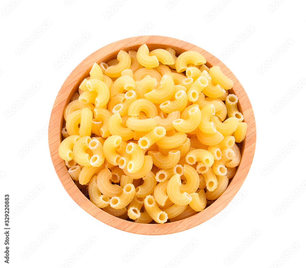 Macaroni in a bowl on a white background Macaroni in a bowl on a white background