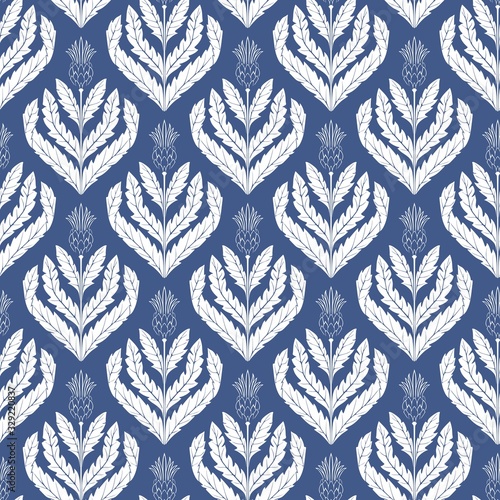 Obraz na plátně Geometric seamless stylized pattern with Thistle