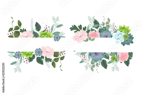 flower  frame templates. Vector background. Mockup for social media banner.   abstract collage layout design