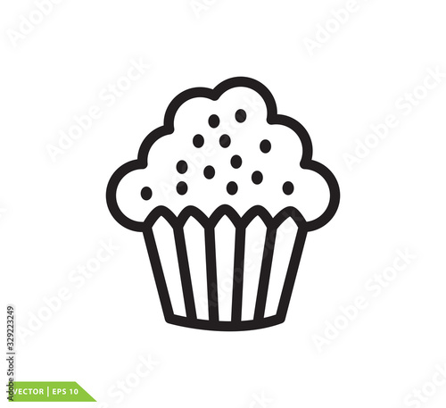 Cup cake icon vector logo design template