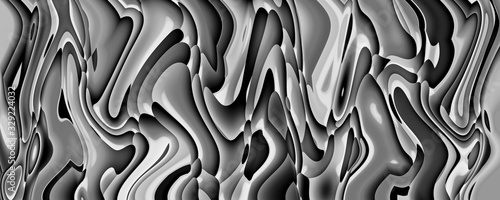 Black and white wavy pattern. Volume curved lines background 