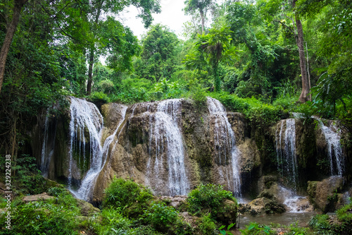 Tran Sawan Waterfall  Phayao Province Thailand. Soft water of the stream in the natural park  Beautiful waterfall in rain forest