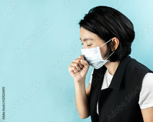 Woman feel sick and wearing health masks