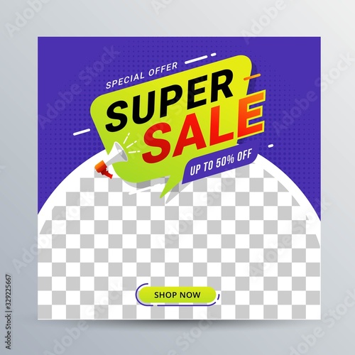 Discount sale banner social media post template promotion design for business