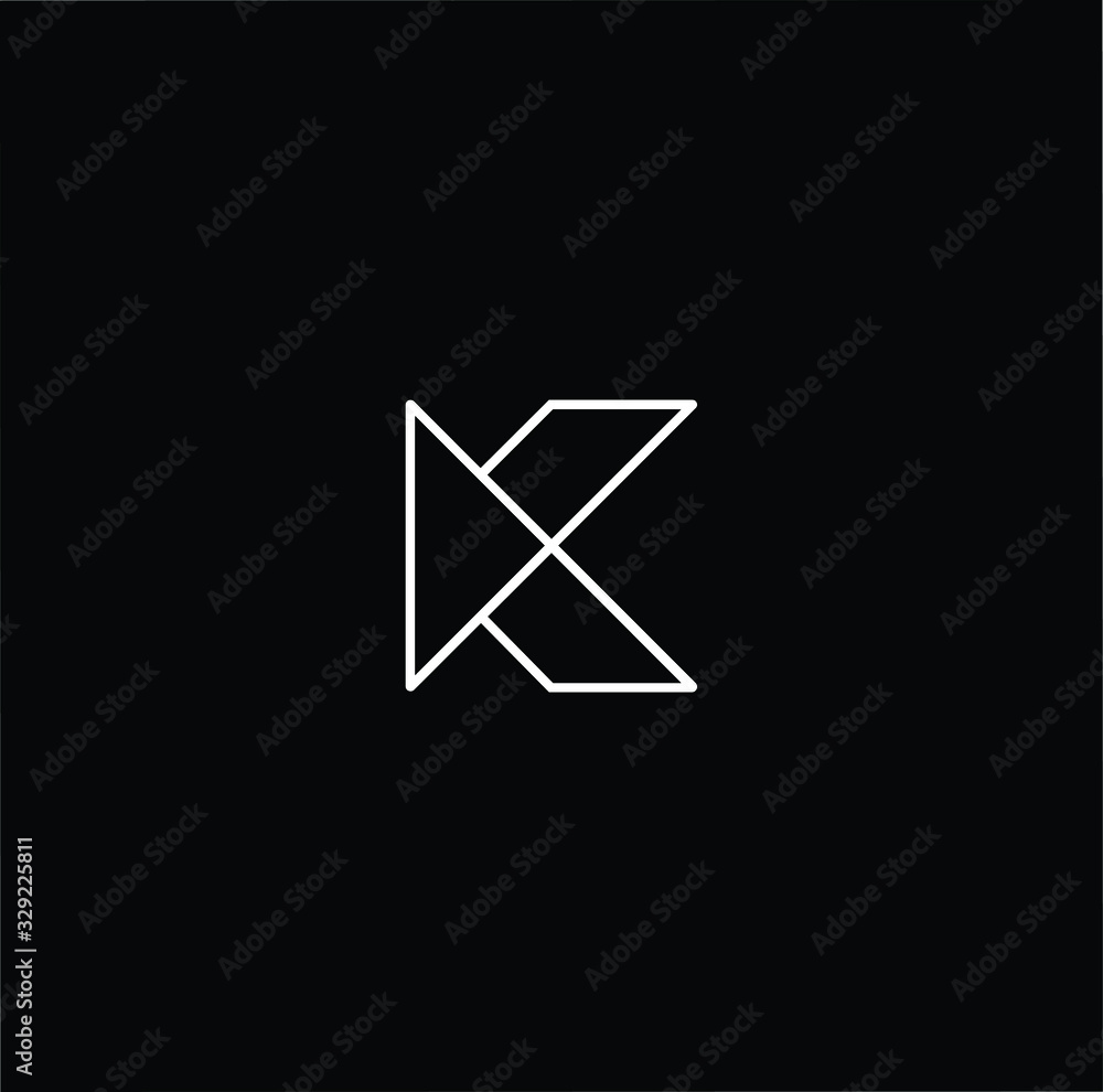 Minimal elegant monogram art logo. Outstanding professional trendy awesome K KK initial based Alphabet icon logo. Premium Business logo White color on black background