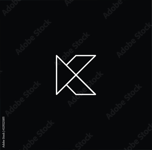 Obraz na płótnie Minimal elegant monogram art logo. Outstanding professional trendy awesome K KK initial based Alphabet icon logo. Premium Business logo White color on black background w salonie