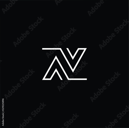 Minimal elegant monogram art logo. Outstanding professional trendy awesome artistic AV VA NZ ZN initial based Alphabet icon logo. Premium Business logo White color on black background