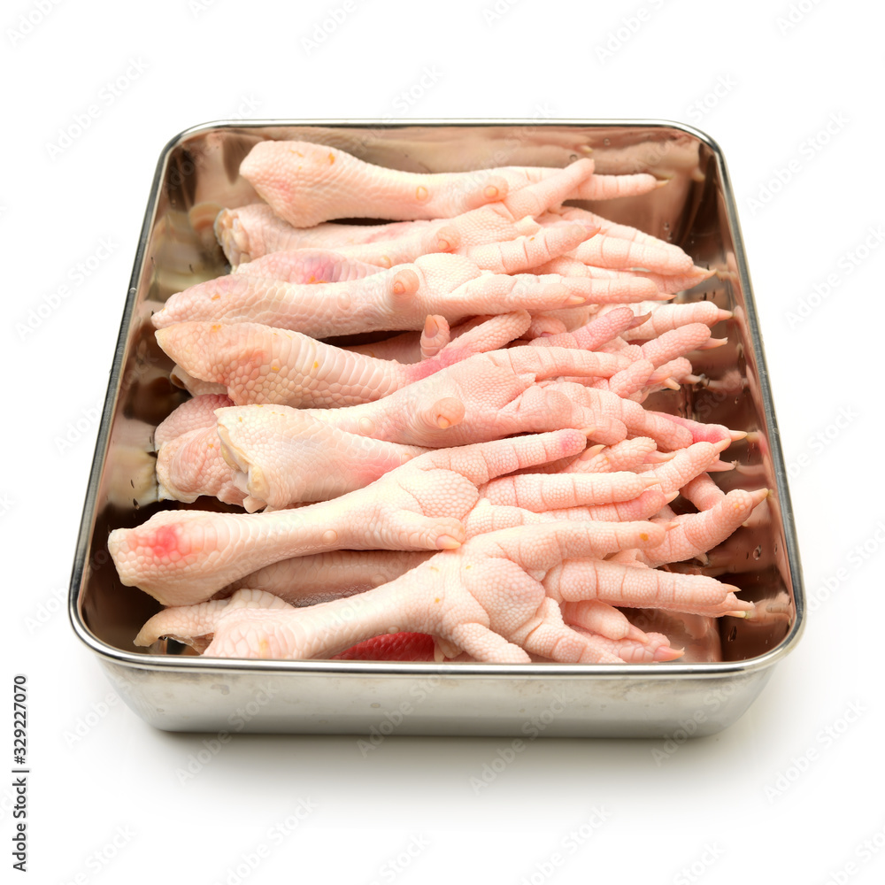 Chicken feet on white background Chicken feet on white background