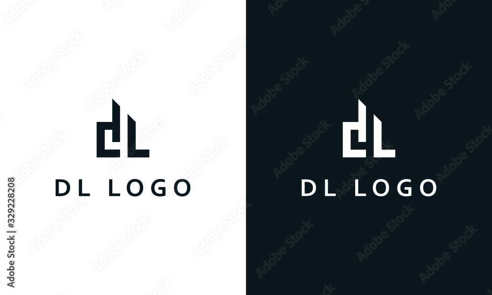 Minimal abstract line art letter DL logo. This logo icon incorporate with letter D and L in the creative way. - obrazy, fototapety, plakaty 